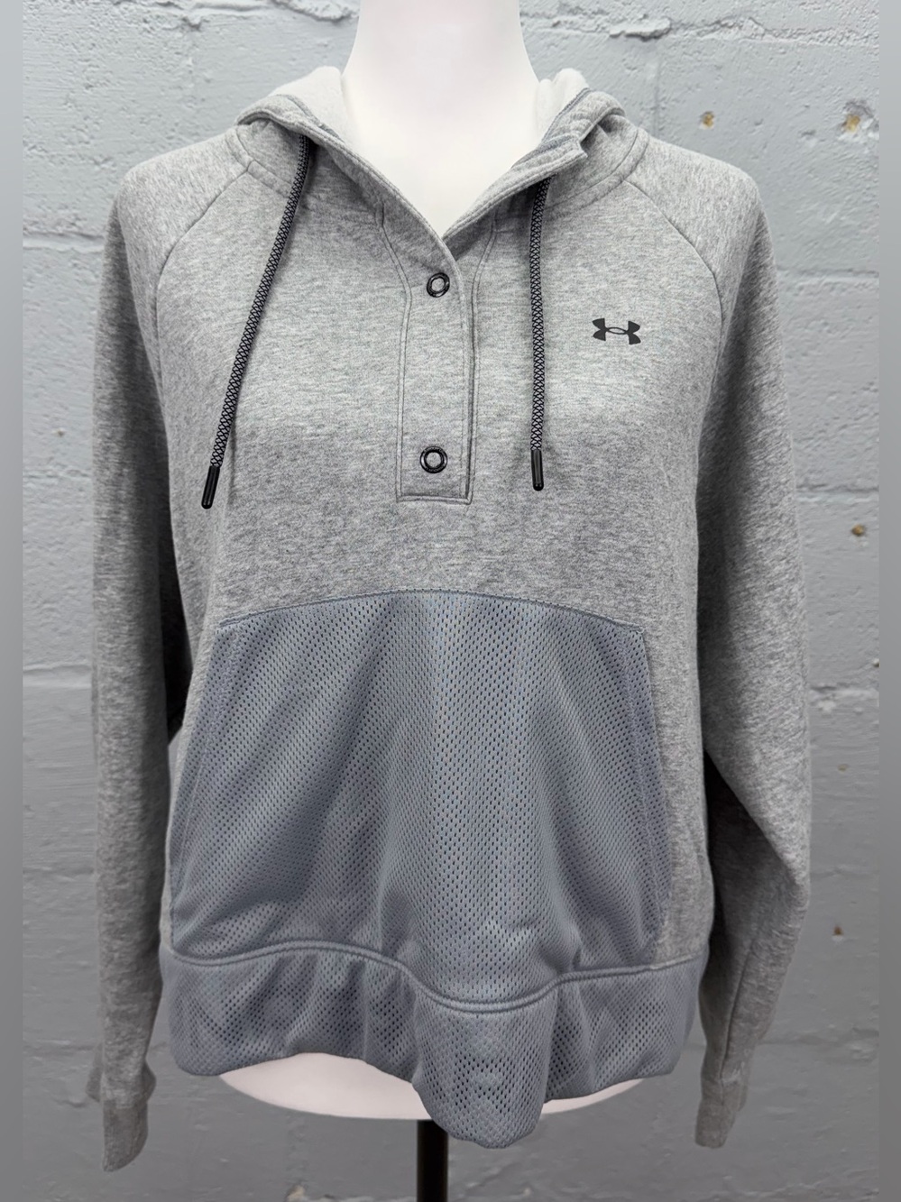 Under Armour Women's Rival Fleece Mesh Pullover Hoodie Size Large
